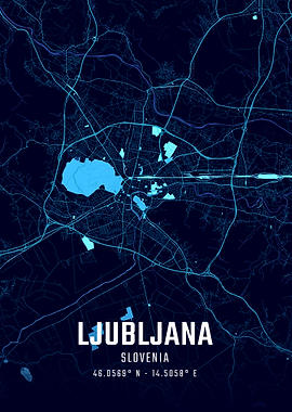 Ljubljana Midnight City Map