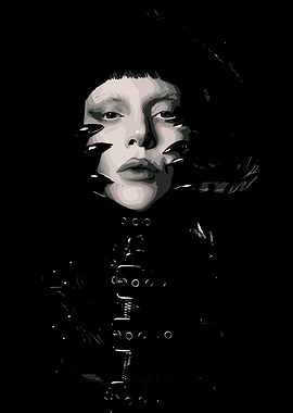 Lady gaga Monochrome Portrait with Dark Fashion Elements