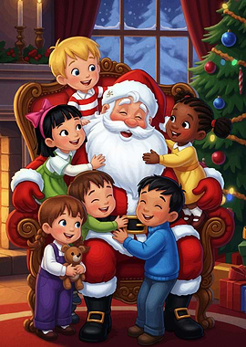 Santa Claus happy children