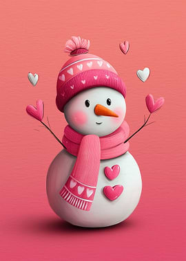 Cute Snowman with Hearts