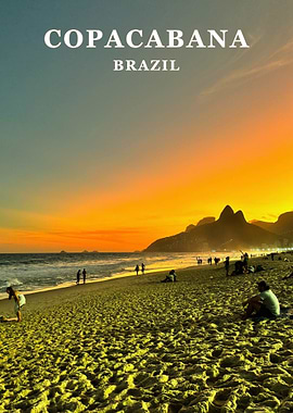 Copacabana Beach at Sunset, Brazil