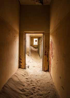 Sandrooms of Kolmanskop , Doors to Nowhere Sand-filled abandoned building interior