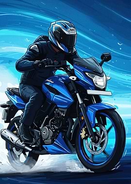 Blue Motorcycle Rider