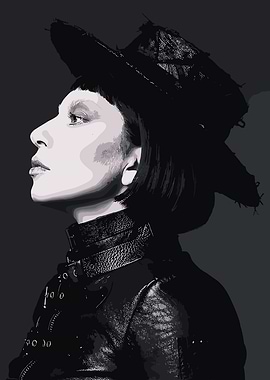 Monochrome Portrait with Hat and Leather