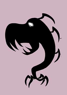Abstract Black Monster Silhouette on Pink