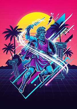 Zeus Retrowave Art