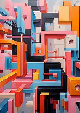 Abstract Geometric Shapes Painting