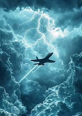 Jet in Stormy Sky