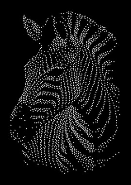 Zebra Head Dotted Illustration on Black