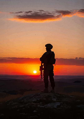 Soldier Silhouette Sunset