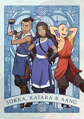 Sokka, Katara, & Aang in Art Nouveau Style