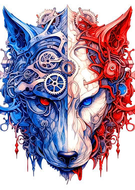 Mechanical Wolf Head Art