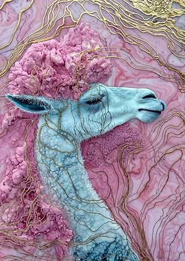 Fabulous Llama Art with Pink and Gold