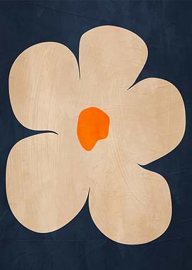 Minimalist Flower Art on Navy Background