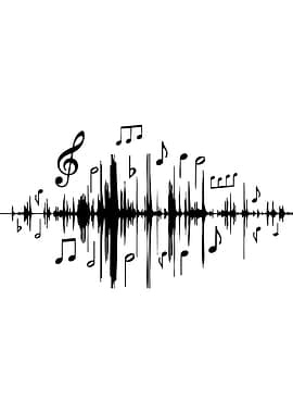 Black and White Music Waveform Art