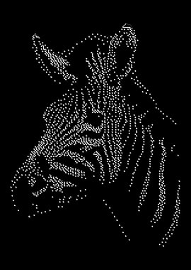Zebra Head Dotted Illustration