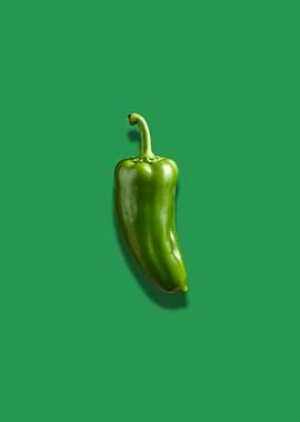 Green Pepper on Green Background