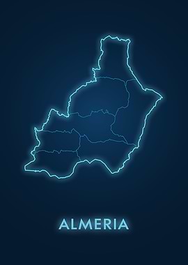 Almeria Map Neon Blue