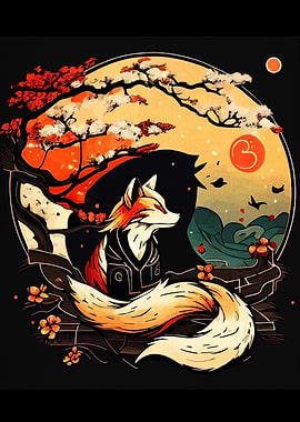 Fox in Japanese Landscape Art