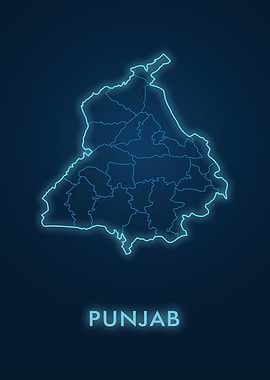 Punjab Map Neon Glow