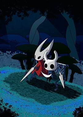 Hollow Knight characters in a forest