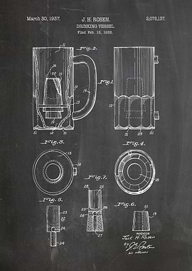 Drinking Vessel Patent Blueprint, 1937