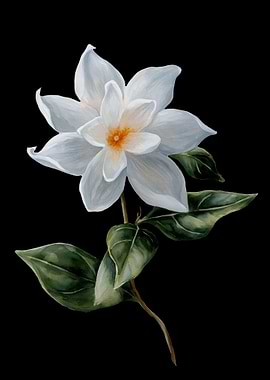 Jasmine Flower Painting on Black Background