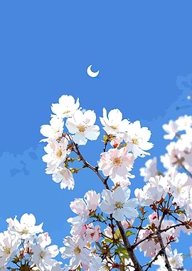 Cherry Blossoms Under Blue Sky