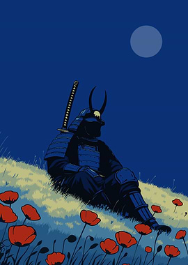 Samurai in Field of Poppies