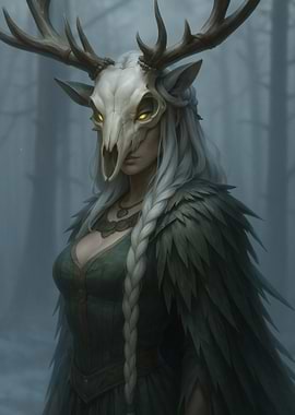 Forest Witch with Deer Skull Mask