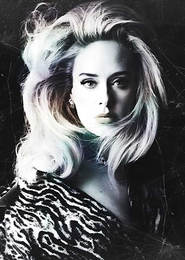 Adele portrait with zebra print