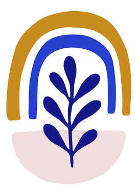 Abstract Plant with Rainbow Illustration