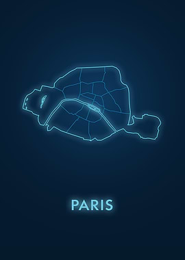 Paris City Map - Neon Outline