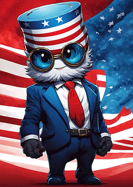 Cartoon Character American Flag