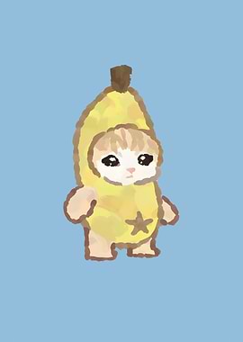 Cat in Banana Costume Illustration