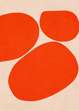 Abstract Orange Shapes on Beige