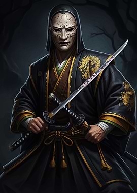 Masked Samurai with Dual Swords