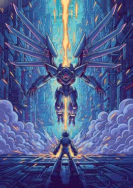 Mega Man vs. Winged Robot