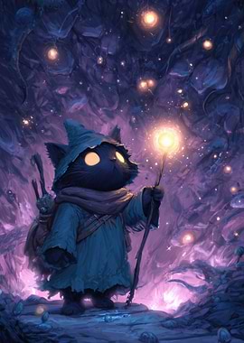 Fantasy tarot card - The Fool Cat