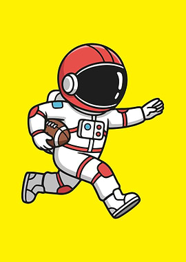 Astronaut Running with Football