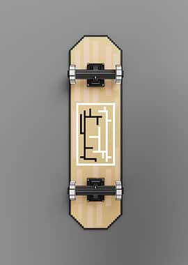 Pixelated Skateboard with Abstract Design