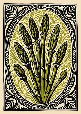 Asparagus Art Nouveau Illustration