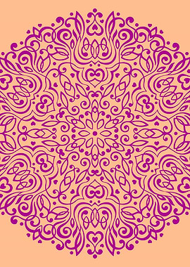 Purple Mandala on Peach Background