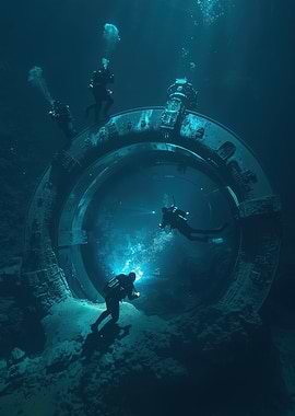 Underwater Portal with Scuba Divers