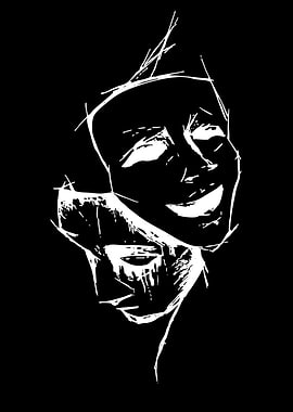 Two Faces in White on Black