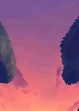 Sunset Trees Digital Art