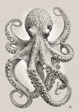Detailed Octopus Drawing