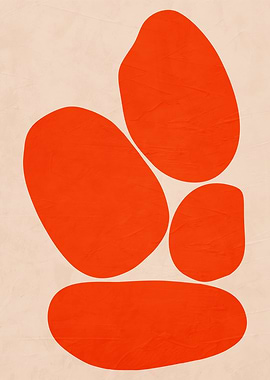 Abstract Orange Shapes on Beige Background