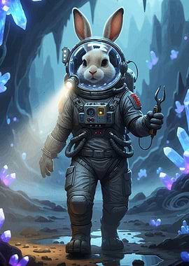 Astronaut Rabbit Crystal Cave