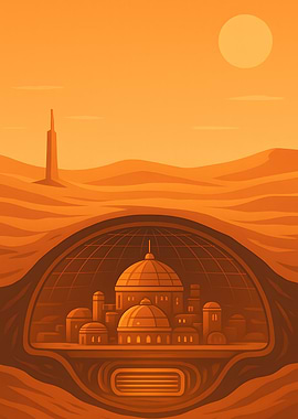 Desert Cityscape with Dome Structures